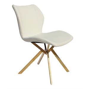 Pemberly Row Dining Chair with White Seat and Gold Legs Set of 4
