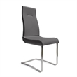 Pemberly Row Light Gray Dining Chair with Brushed Stainless Steel Set of 2