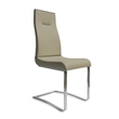 Pemberly Row Light Gray Dining Chair with Brushed Stainless Steel Set of 2