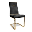 Pemberly Row Black Dining Chair with Brushed Stainless Steel Set of 2