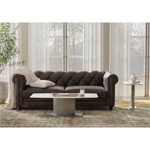 Pemberly Row Coffee Table with White Marble TOP and Stainless Steel Base