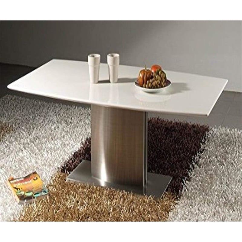 Pemberly Row Coffee Table with White Marble TOP and Stainless Steel Base
