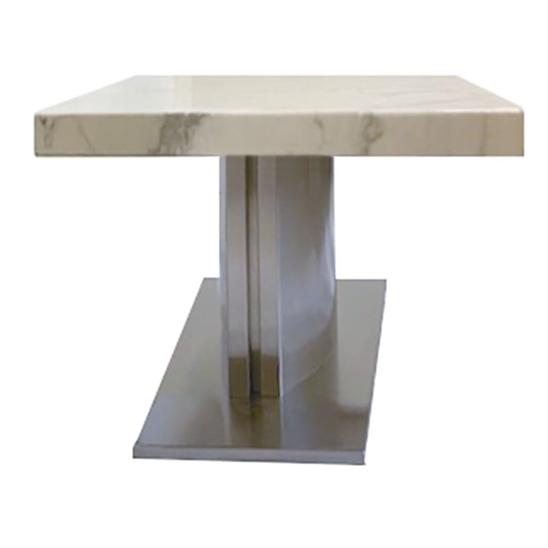 Pemberly Row Coffee Table with White Marble TOP and Stainless Steel Base