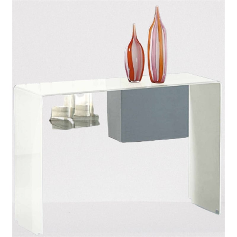 Pemberly Row Bent Glass Sofa Table Extra White 12mm Thick Glass