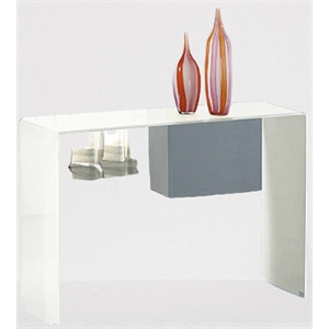 Pemberly Row Bent Glass Sofa Table Extra White 12mm Thick Glass