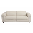 Pemberly Row Italian Leather Sofa with Power Recliner in Beige