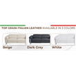 Pemberly Row Italian Leather Sofa with Power Recliner in Beige