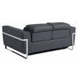 Pemberly Row Italian Leather Sofa Set with Power Recliner in Dark Gray
