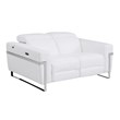 Pemberly Row Italian Leather Sofa Set with Power Recliner in White