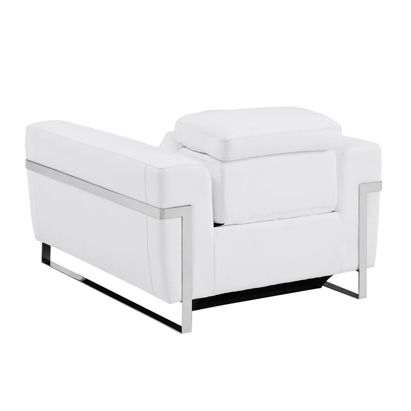 Pemberly Row Italian Leather Sofa Set with Power Recliner in White