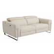 Pemberly Row Italian Leather Sofa and Loveseat with Power Recliner in Beige