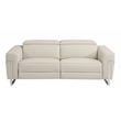 Pemberly Row Italian Leather Sofa and Loveseat with Power Recliner in Beige