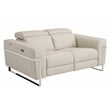 Pemberly Row Italian Leather Sofa and Loveseat with Power Recliner in Beige