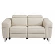 Pemberly Row Italian Leather Sofa and Loveseat with Power Recliner in Beige