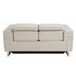 Pemberly Row Italian Leather Sofa and Loveseat with Power Recliner in Beige