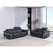 Pemberly Row Italian Leather Sofa and Loveseat Power Recliner in DK Gray