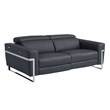 Pemberly Row Italian Leather Sofa and Loveseat Power Recliner in DK Gray