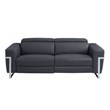 Pemberly Row Italian Leather Sofa and Loveseat Power Recliner in DK Gray