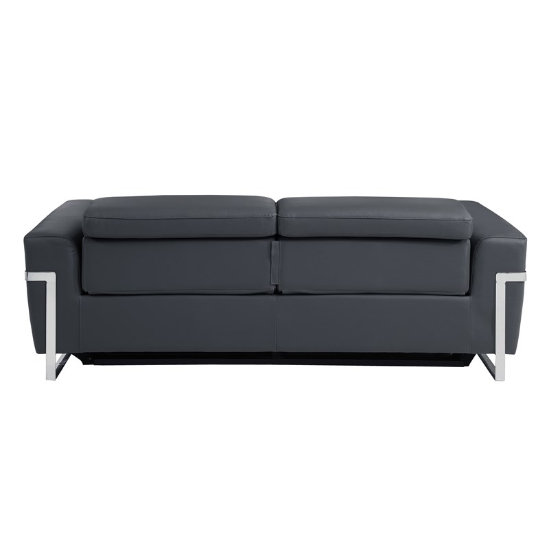 Pemberly Row Italian Leather Sofa and Loveseat Power Recliner in DK Gray