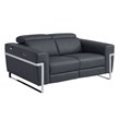 Pemberly Row Italian Leather Sofa and Loveseat Power Recliner in DK Gray