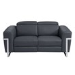 Pemberly Row Italian Leather Sofa and Loveseat Power Recliner in DK Gray