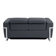Pemberly Row Italian Leather Sofa and Loveseat Power Recliner in DK Gray