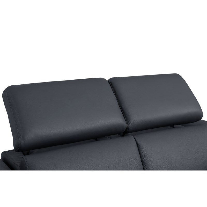 Pemberly Row Italian Leather Sofa and Loveseat Power Recliner in DK Gray