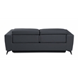 Pemberly Row Italian Leather Sofa with Power Recliner in Dark Gray