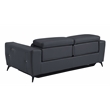 Pemberly Row Italian Leather Sofa with Power Recliner in Dark Gray