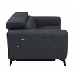 Pemberly Row Italian Leather Loveseat with Power Recliner in Dark Gray