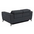 Pemberly Row Italian Leather Loveseat with Power Recliner in Dark Gray