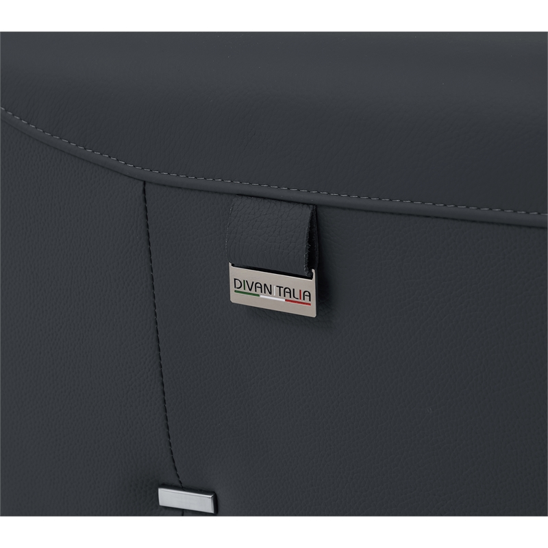 Pemberly Row Italian Leather Loveseat with Power Recliner in Dark Gray