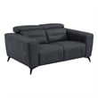 Pemberly Row Italian Leather Loveseat with Power Recliner in Dark Gray
