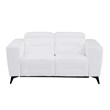 Pemberly Row Italian Leather Loveseat with Power Recliner in White