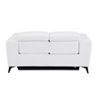 Pemberly Row Italian Leather Loveseat with Power Recliner in White