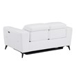 Pemberly Row Italian Leather Loveseat with Power Recliner in White
