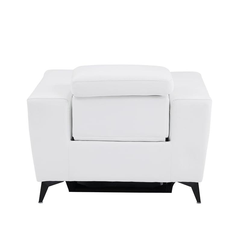 Pemberly Row Italian Leather Chair with Power Recliner in White