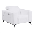 Pemberly Row Italian Leather Chair with Power Recliner in White