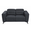 Pemberly Row Italian Leather Sofa Set with Power Recliner in Dark Gray