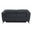 Pemberly Row Italian Leather Sofa Set with Power Recliner in Dark Gray