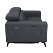 Pemberly Row Italian Leather Sofa Set with Power Recliner in Dark Gray