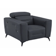 Pemberly Row Italian Leather Sofa Set with Power Recliner in Dark Gray