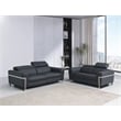 Pemberly Row Italian Sofa and Loveseat with Power Recliner in Dark Gray