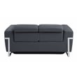 Pemberly Row Italian Sofa and Loveseat with Power Recliner in Dark Gray