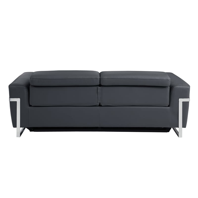 Pemberly Row Italian Sofa and Loveseat with Power Recliner in Dark Gray