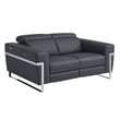 Pemberly Row Italian Sofa and Loveseat with Power Recliner in Dark Gray