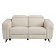 Pemberly Row Italian Sofa and Loveseat with Power Recliner in Beige
