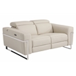 Pemberly Row Italian Sofa and Loveseat with Power Recliner in Beige