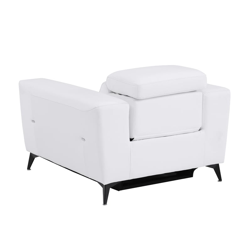 Pemberly Row Italian Leather Sofa Set with Power Recliner in White