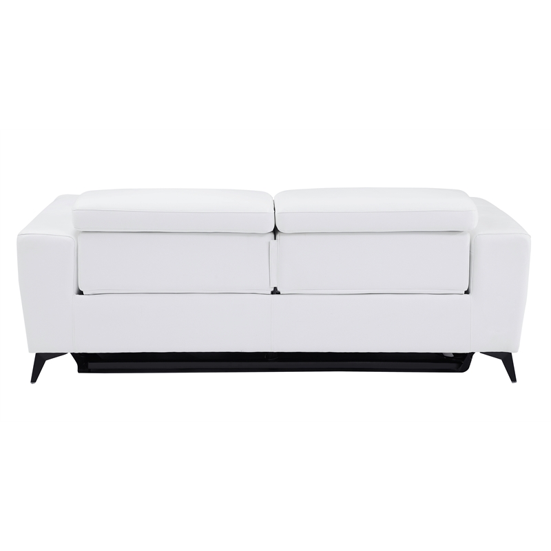 Pemberly Row Italian Leather Sofa Set with Power Recliner in White